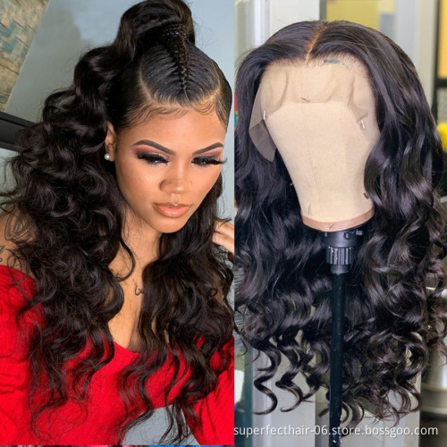 Cuticle Aligned Virgin Indian Hair Raw Unprocessed Lace Frontal Wig Loose Deep Wave For Black Women Human Hair Lace Front Wigs